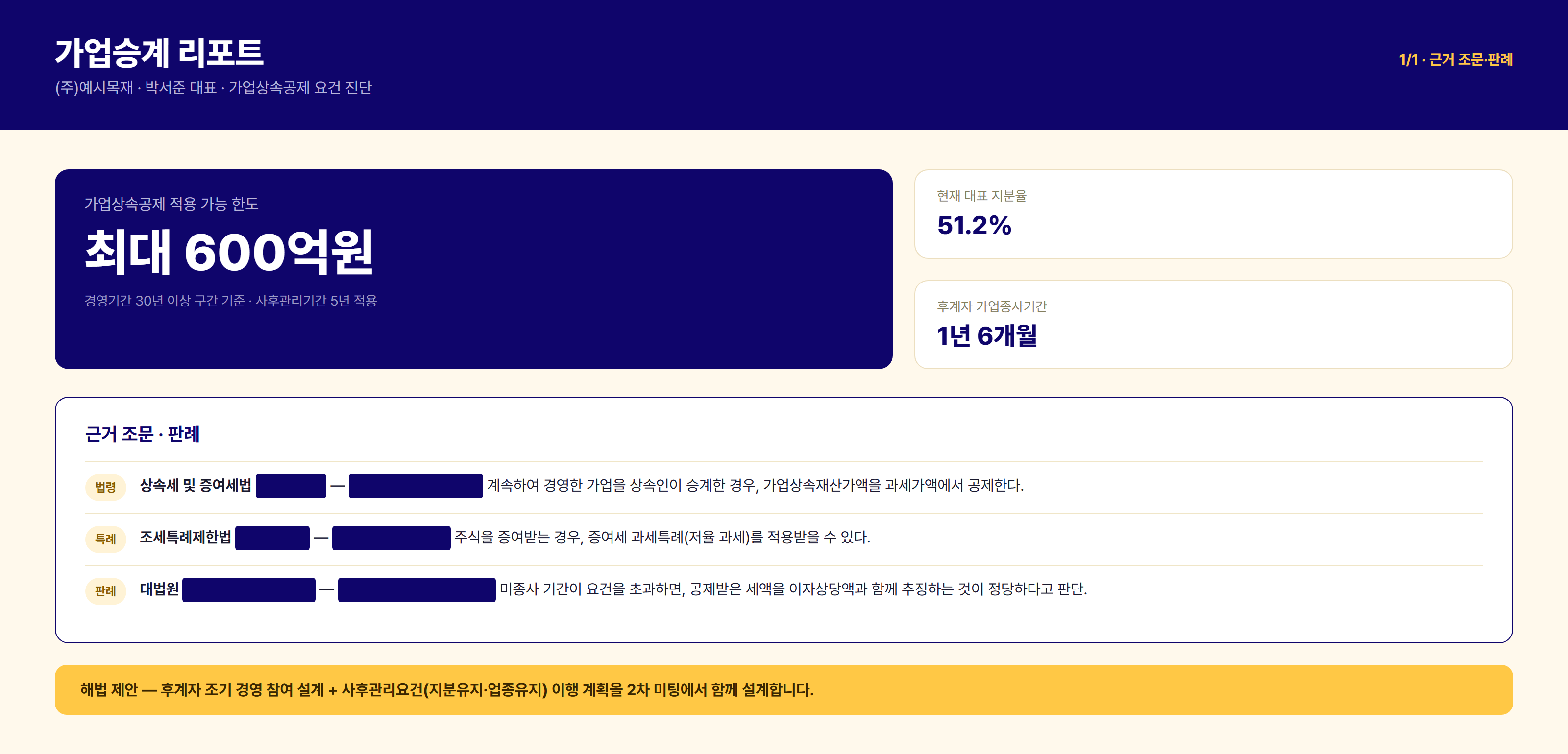 가업승계 리포트 - 가업상속공제 근거 조문·판례 인용 예시