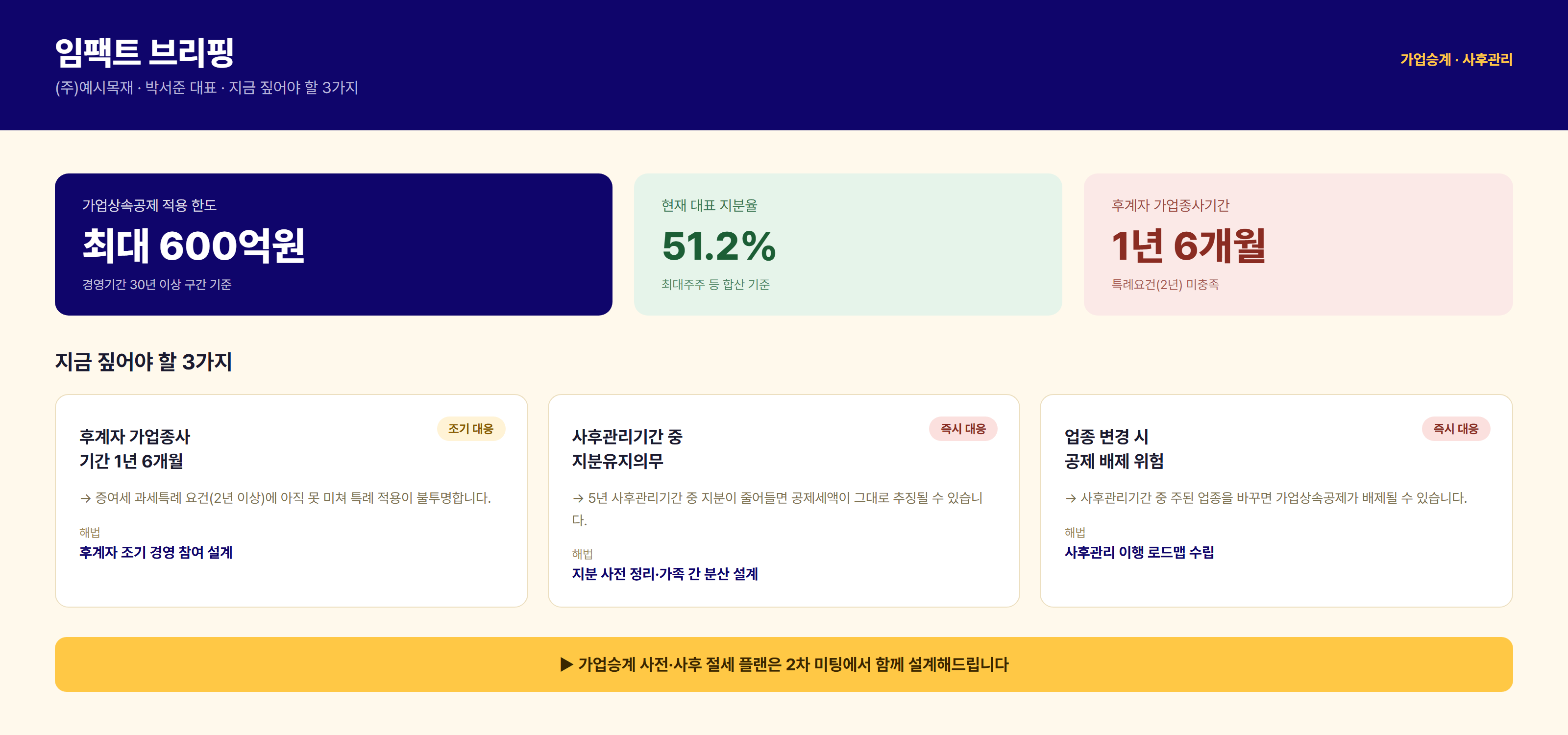 가업승계 임팩트 브리핑 - 지금 짚어야 할 3가지 예시